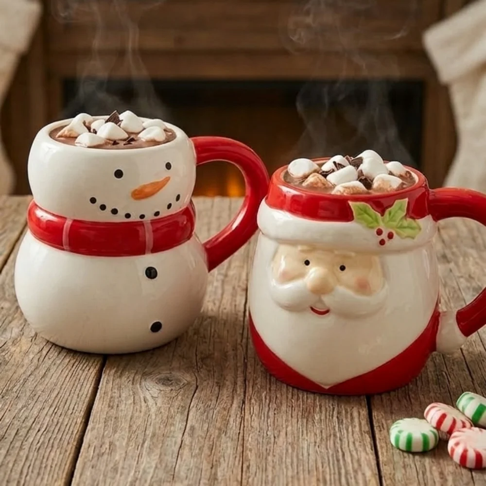 The Snowman & Santa Coffee Tea Mug Cups